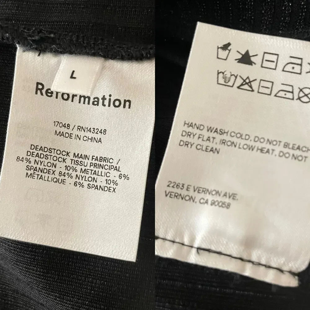 NWT Reformation Largo Black High Rise Side Slit Flare Disco Pants Size L - Picture 6 of 8